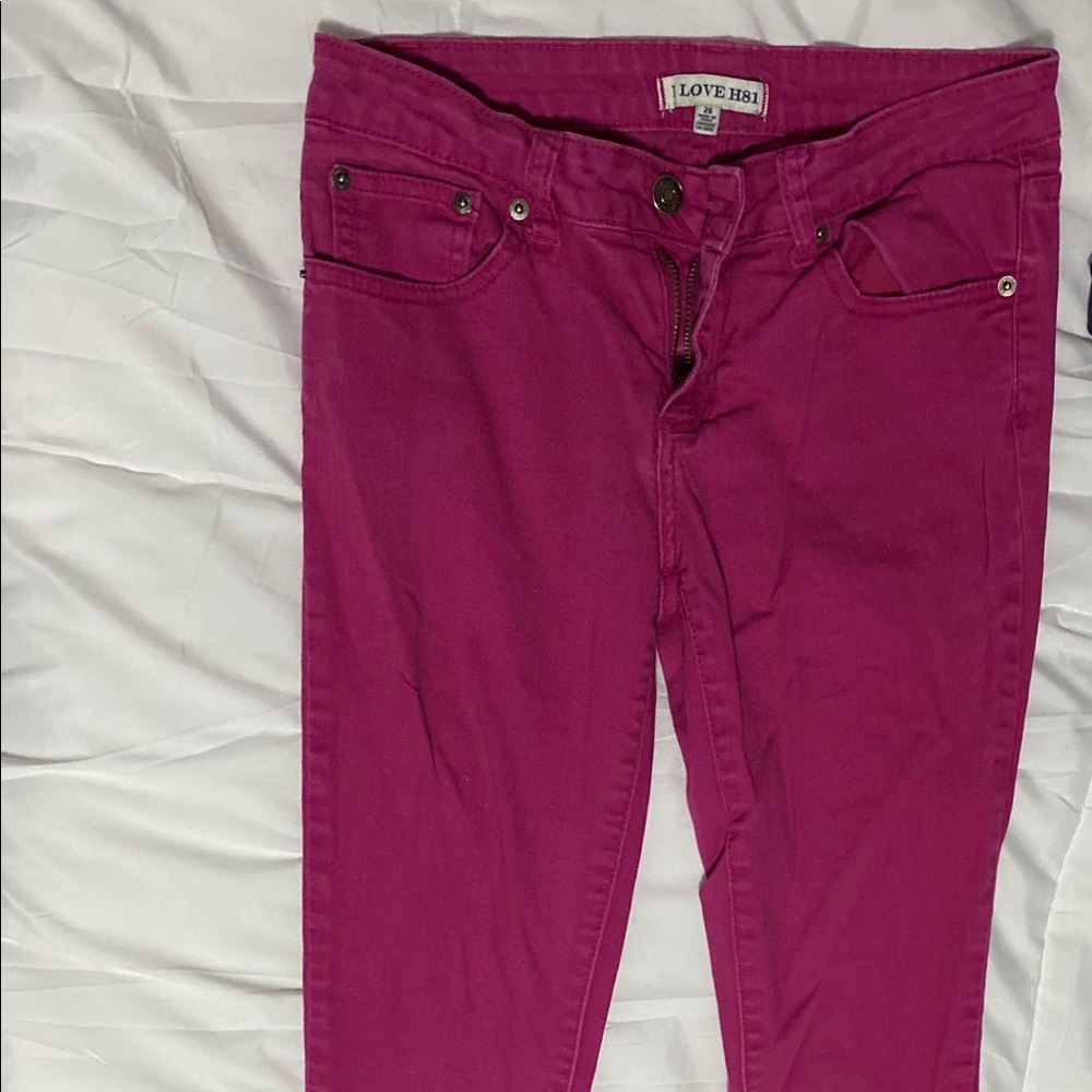 Hot Pink LOVE H81 Skinny Jeans // 26 Waist